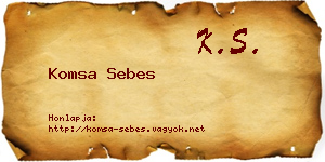 Komsa Sebes névjegykártya